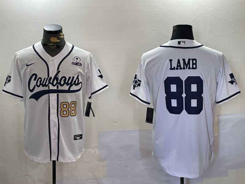 Men%27s Dallas Cowboys #88 CeeDee Lamb White 2022 Olive Salute To Service Cool Base Stitched Baseball Jersey->dallas cowboys->NFL Jersey